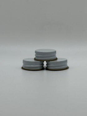 240 LIDS - ($0.85/Each) - 22-400 White Metal (Gold Lip) Plastisol-Lined Cap