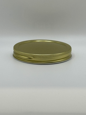 120 LIDS - ($1.07/Each) - 89-400 Gold Metal (WHITE LIP) Plastisol-Lined Cap